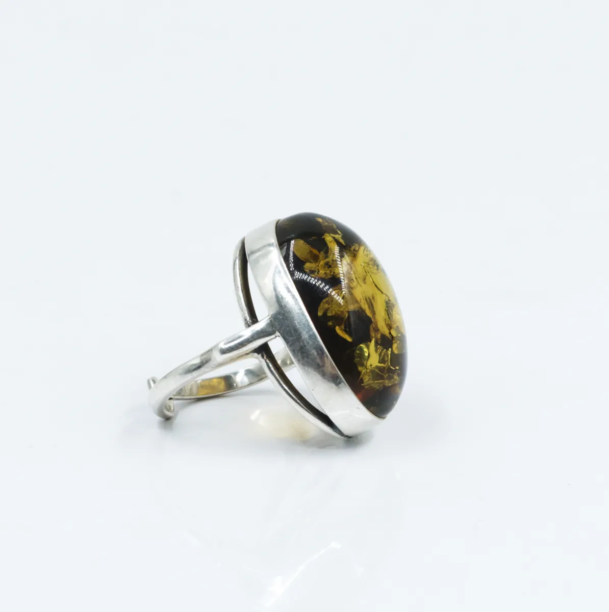 Inel oval chihlimbar 2.9cm Argint