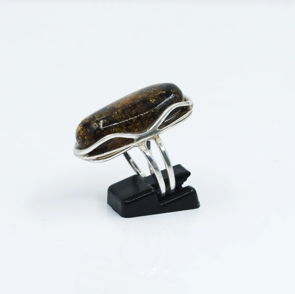 Inel lung chihlimbar 3.8cm Argint