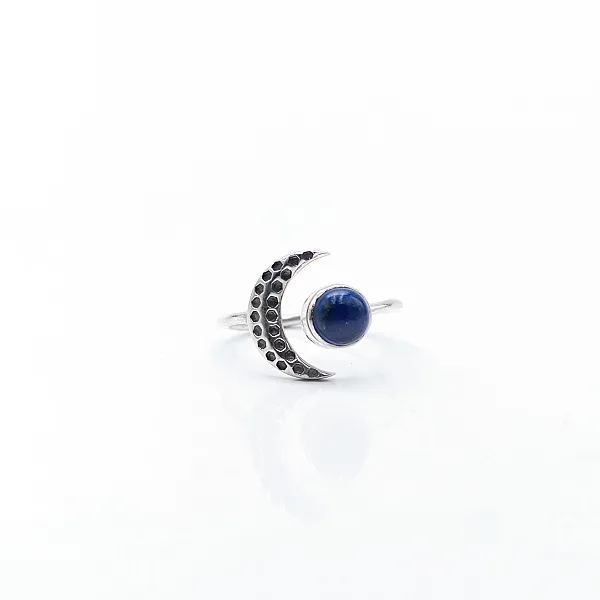 Inel semiluna piatra lapis lazuli Argint