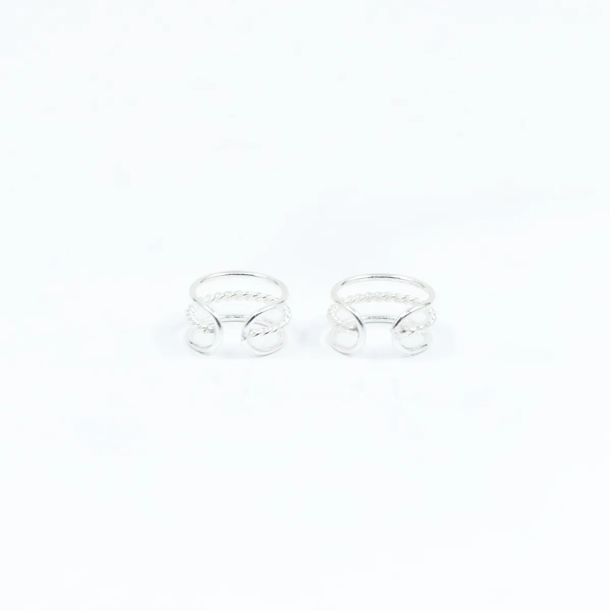 Cercei earcuff 3 sarme simple Argint