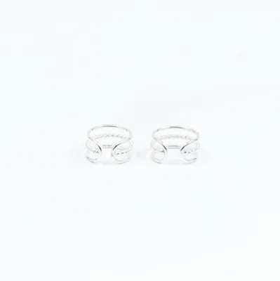 Cercei earcuff 3 sarme simple Argint - 4