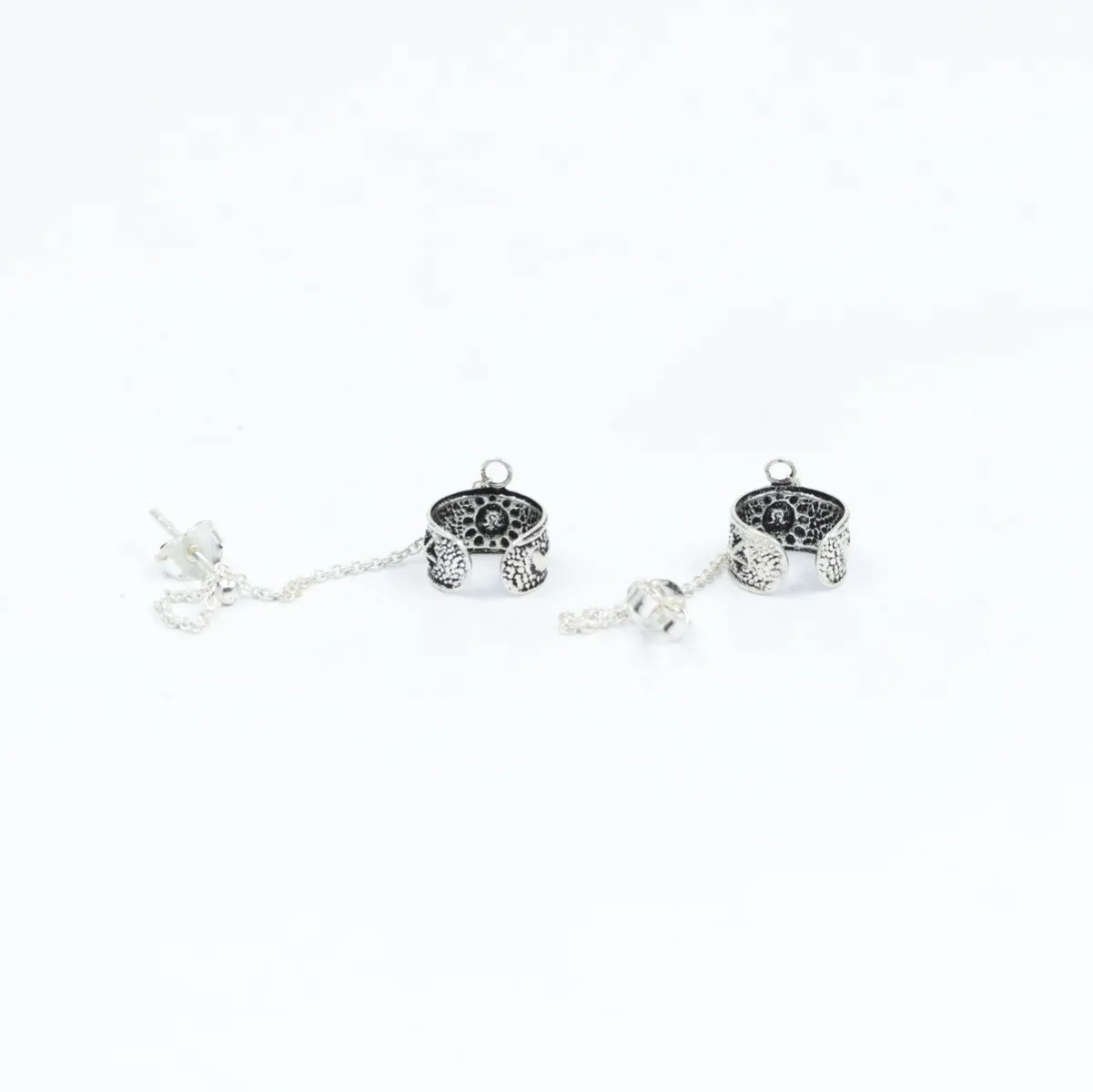 Cercei earcuff cu lant soare Argint