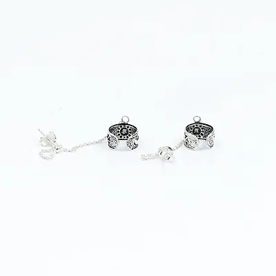 Cercei earcuff cu lant soare Argint - 4