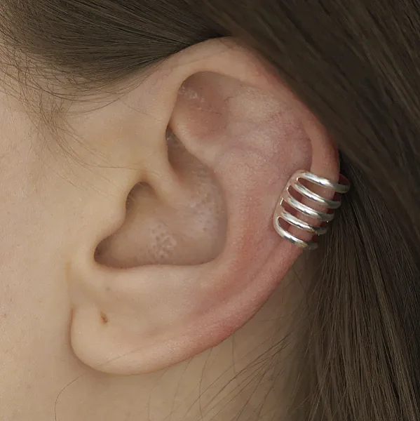 Cercei earcuff 5 linii 1.1cm Argint