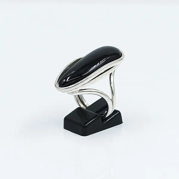 Inel lung chihlimbar rosu 3.2cm Argint