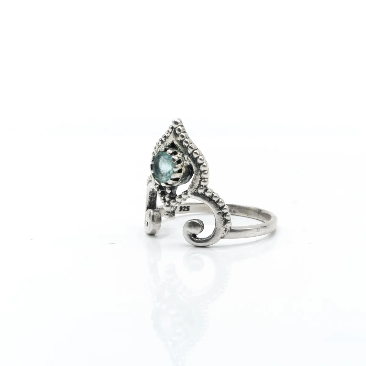 Inel tiara piatra naturala topaz bleu Argint