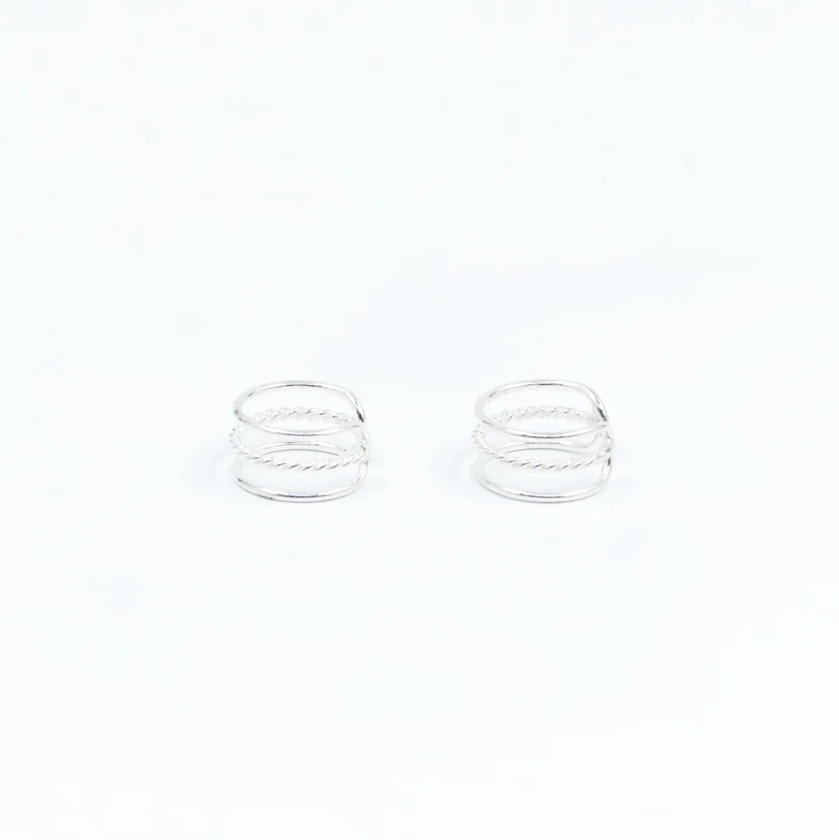 Cercei earcuff 3 sarme simple Argint