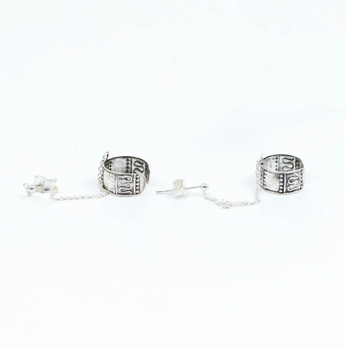 Cercei earcuff cu lant bucle Argint