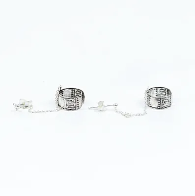 Cercei earcuff cu lant bucle Argint - 3