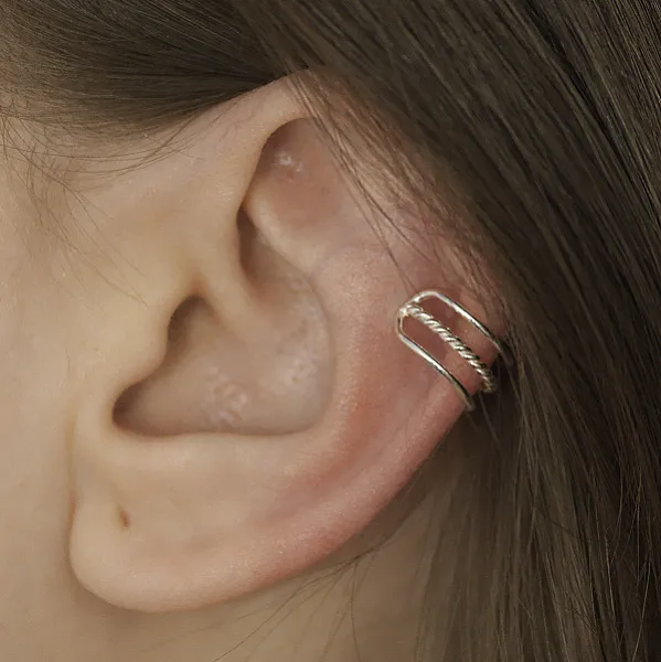 Cercei earcuff 3 sarme simple Argint