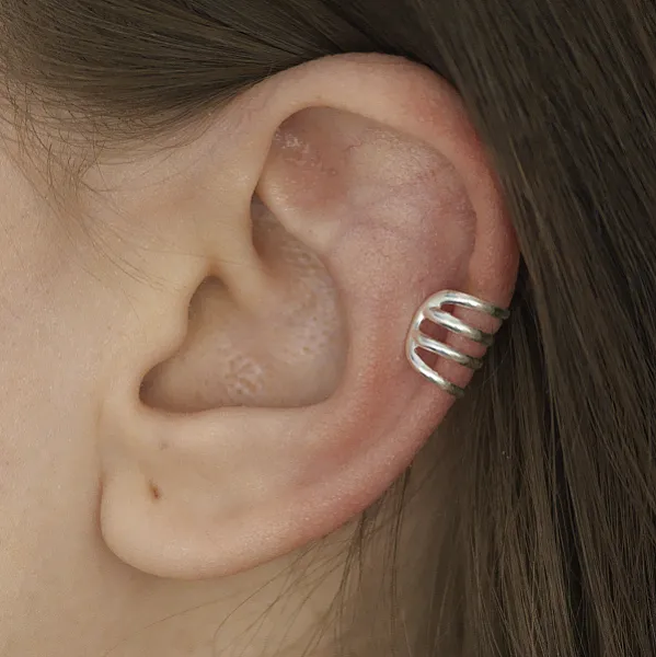 Cercei earcuff 4 linii 1cm Argint
