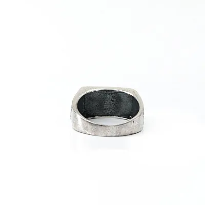 Inel dreptunghiular banda neagra Argint - 4