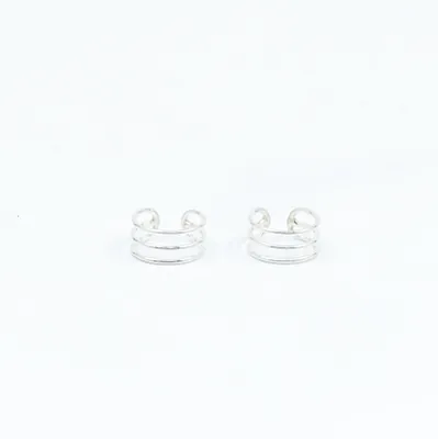 Cercei earcuff 3 linii 6mm Argint - 2