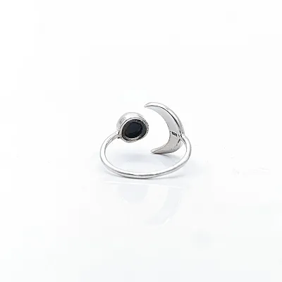 Inel semiluna piatra onix Argint - 4