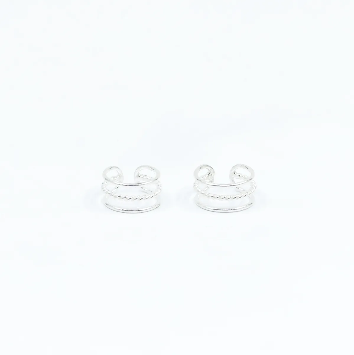 Cercei earcuff 3 sarme simple Argint
