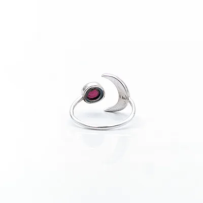 Inel semiluna piatra granat Argint - 4
