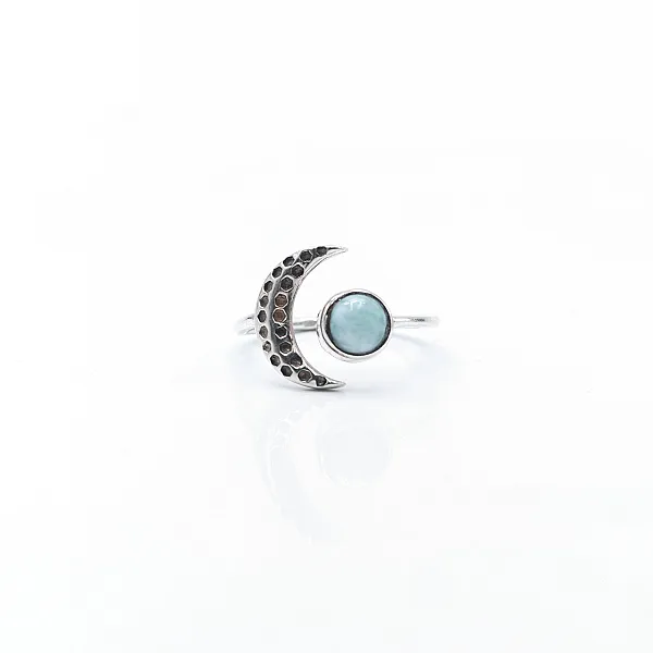 Inel semiluna piatra larimar Argint