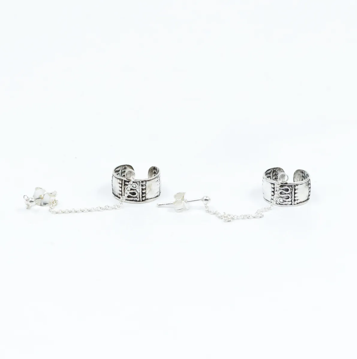 Cercei earcuff cu lant bucle Argint