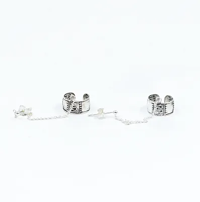 Cercei earcuff cu lant bucle Argint - 2