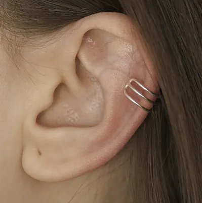 Cercei earcuff 3 linii 6mm Argint - 1