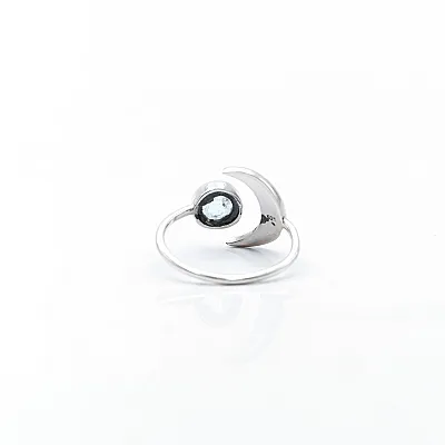 Inel semiluna piatra topaz albastru Argint - 4