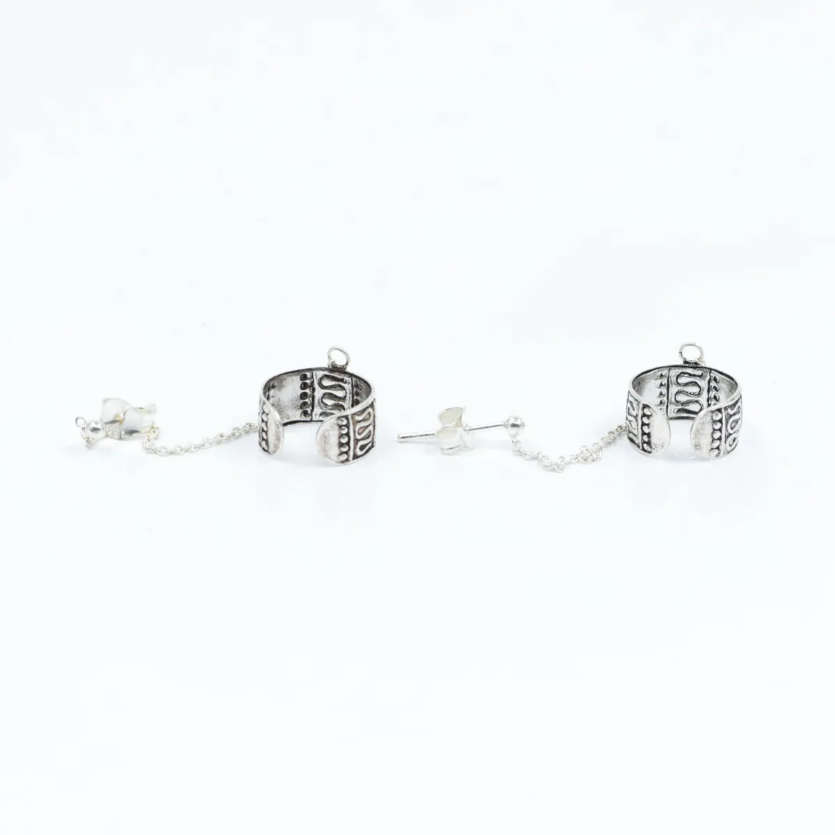 Cercei earcuff cu lant bucle Argint