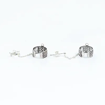 Cercei earcuff cu lant bucle Argint - 4