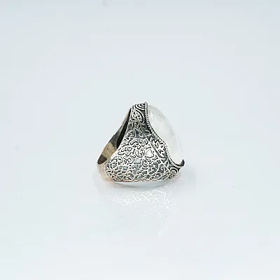 Inel oval broderie piatra lunii Argint - 2