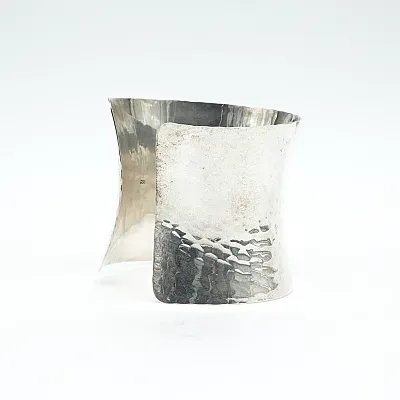 Bratara fixa concava hammered 6cm Argint - 5