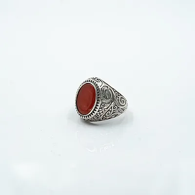 Inel oval broderie gotica carneol Argint - 5