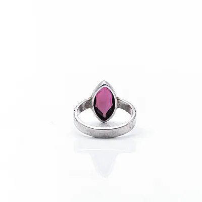 Inel oval ascutit dungi granat fatetat Argint - 5