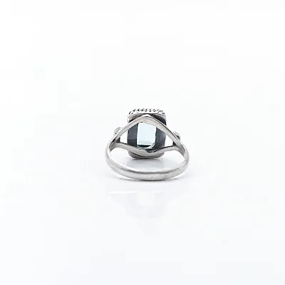 Inel piatra dreptunghiulara topaz bleu Argint - 4