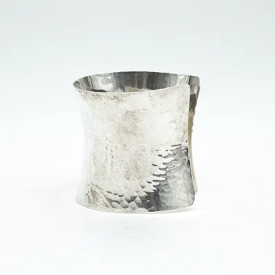 Bratara fixa concava hammered 6cm Argint - 3