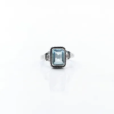 Inel piatra dreptunghiulara topaz bleu Argint - 1