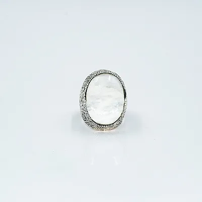 Inel oval broderie piatra lunii Argint - 1