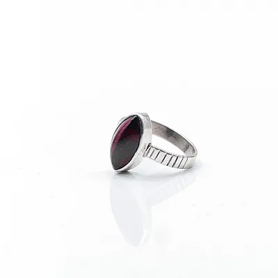 Inel oval ascutit dungi granat Argint - 3