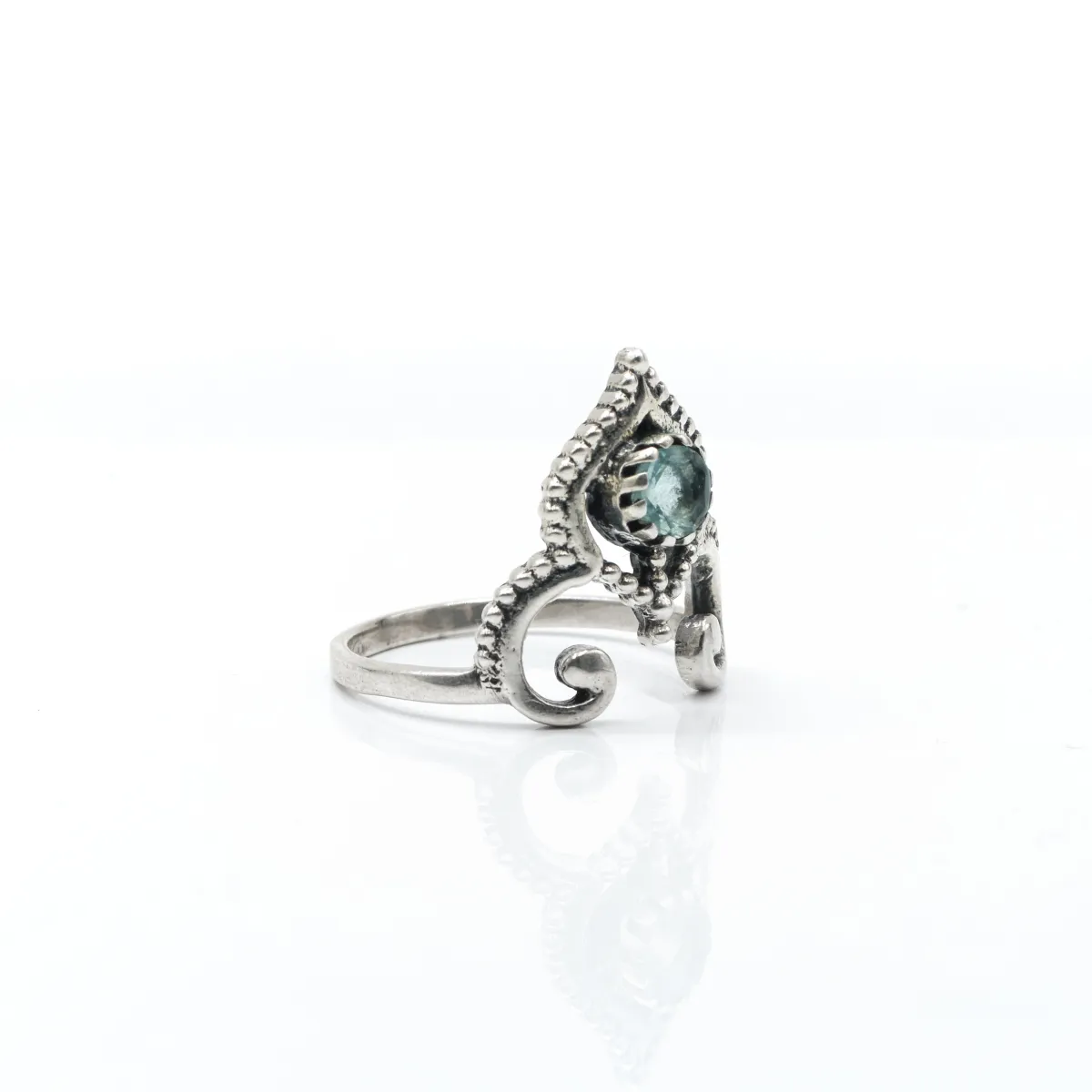 Inel tiara piatra naturala topaz bleu Argint