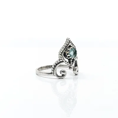 Inel tiara piatra naturala topaz bleu Argint - 5