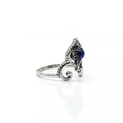 Inel tiara piatra naturala lapis lazuli Argint - 5