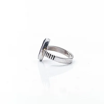 Inel oval ascutit dungi granat fatetat Argint - 4