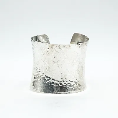 Bratara fixa concava hammered 6cm Argint - 1