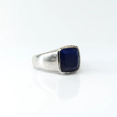 Inel patrat simplu lapis lazuli Argint - 5