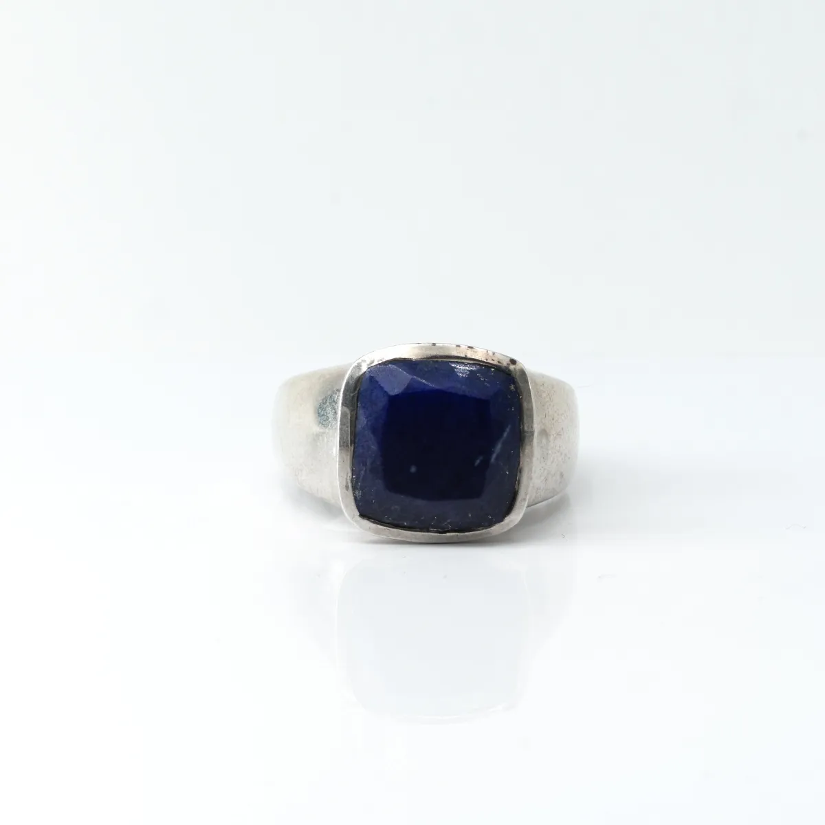 Inel patrat simplu lapis lazuli Argint