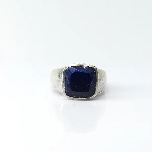 Inel patrat simplu lapis lazuli Argint