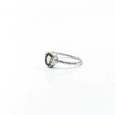 Inel puncte piatra naturala peridot Argint - 2