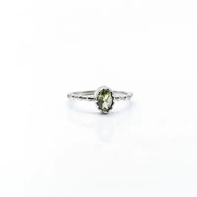 Inel puncte piatra naturala peridot Argint - 1