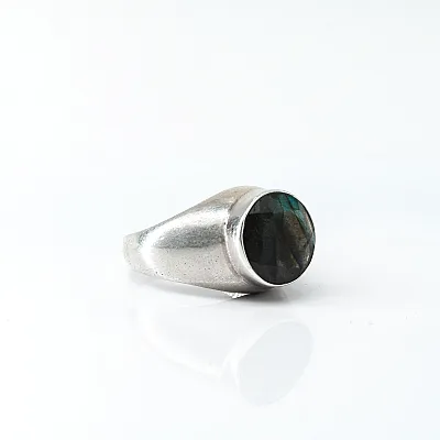 Inel rotund inalt labradorit verde Argint - 5