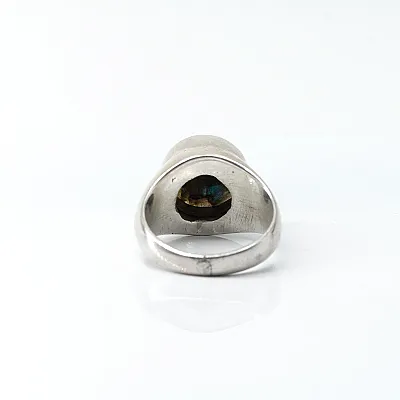 Inel rotund inalt labradorit verde Argint - 4