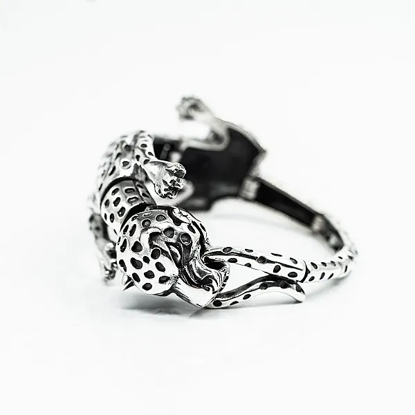 Bratara fixa corp de leopard Argint