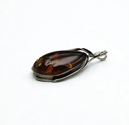 Pandantiv-brosa chihlimbar cognac 6.5cm Argint - 2